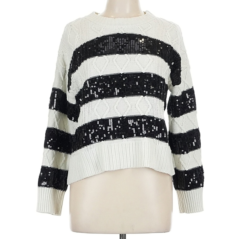 Good used condition Evereve sequin striped sweater, size large